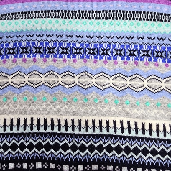 Talbots Sweater Women's Medium Fair Isle Nylon Lambswool Pastel Multicolor - Picture 4 of 6